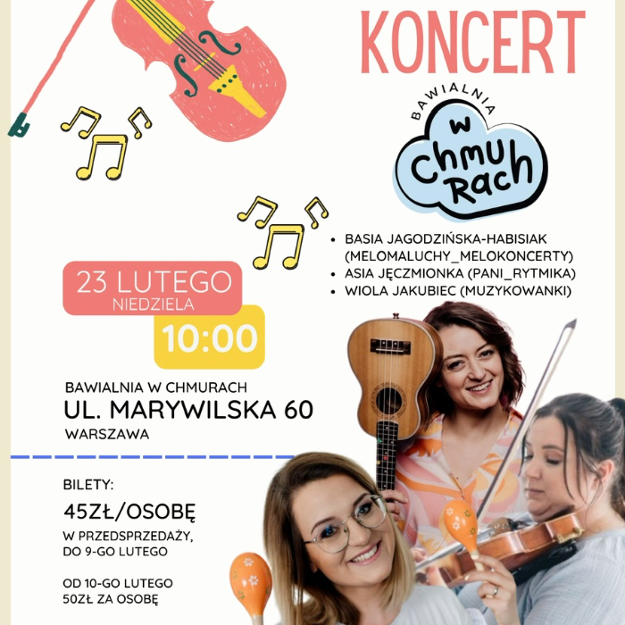 Zajęcia dla dzieci Karnawałowy Koncert W Chmurach_Przedsprzedaż w Warszawie