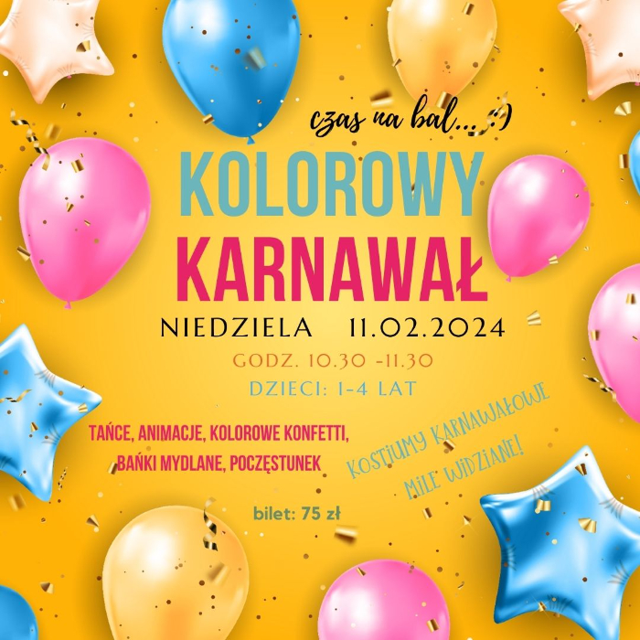 Zajęcia dla dzieci Kolorowy bal karnawałowy! 1-4 lat w Warszawie
