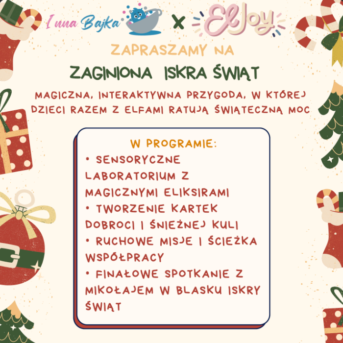 Zajęcia dla dzieci Mikołajki "Zaginiona Iskra Świąt – interaktywna przygoda świąteczna dla dzieci (5–10 lat)" w Warszawie