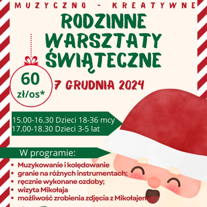 Zajęcia dla dzieci Rodzinne Warsztaty Świąteczne 3-5lat w Warszawie