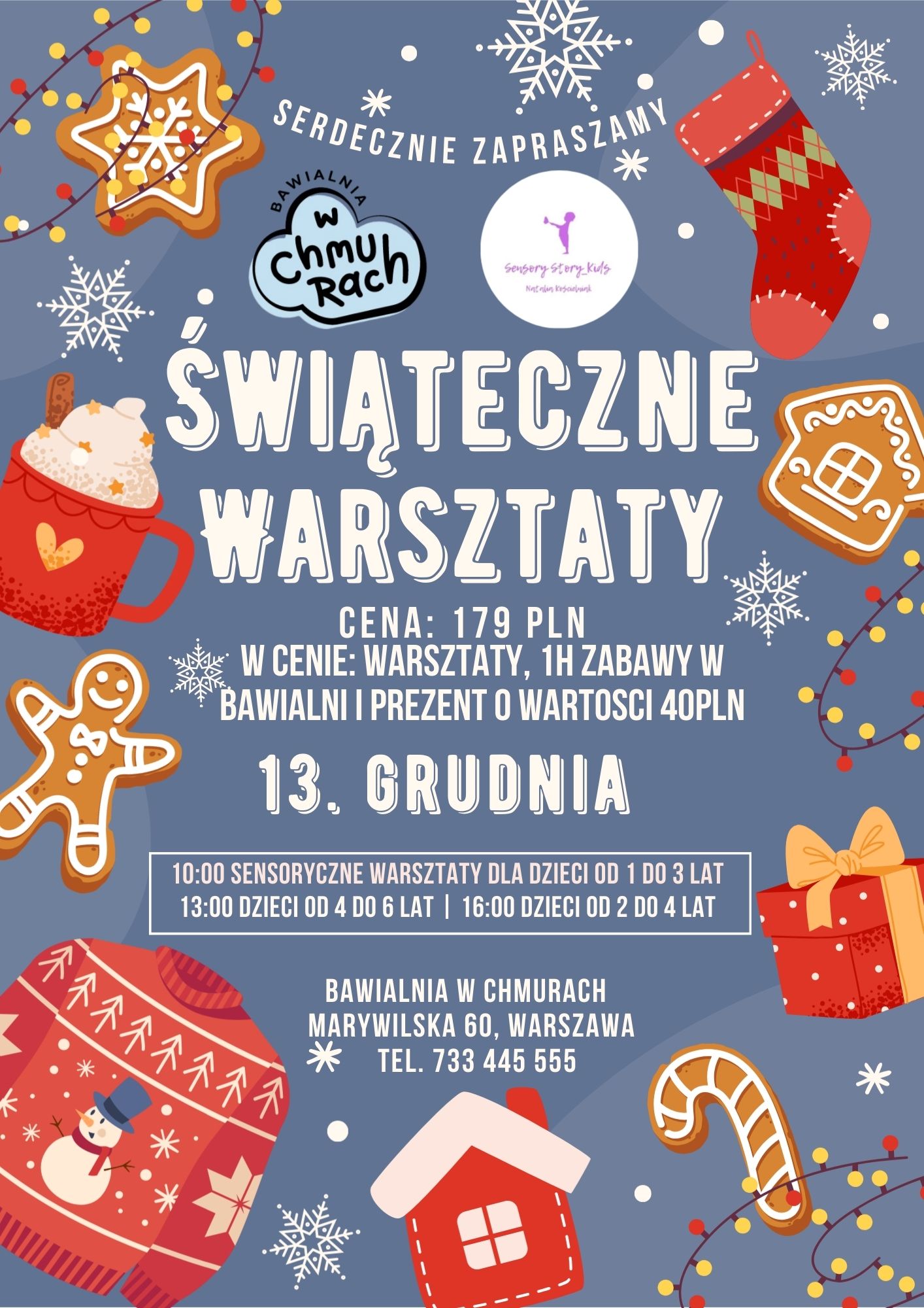 Zajęcia dla dzieci Sensoryczne Warsztaty Świąteczne W Chmurach (1-3lat-) - prowadzi Ciocia Natalia / SensoryStory_Kids w Warszawie