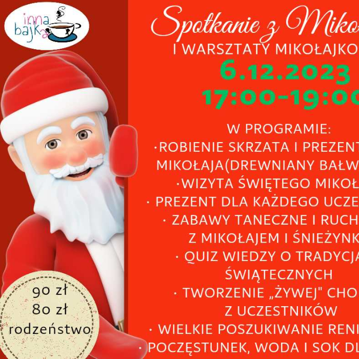 Zajęcia dla dzieci Spotkanie ze Świętym Mikołajem i warsztaty ze Śnieżynką w Warszawie