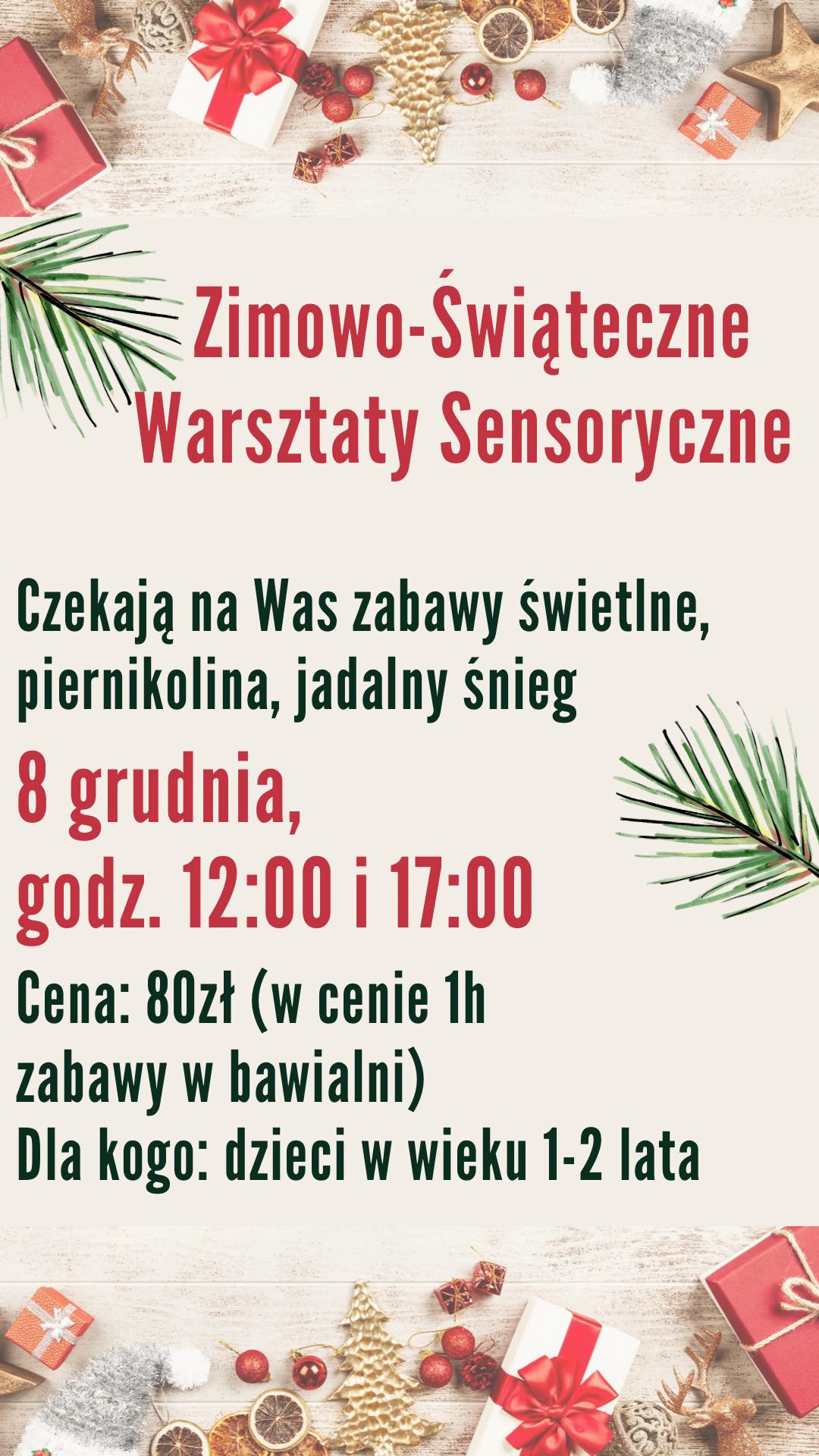 Zajęcia dla dzieci Zimowo - Świąteczne Warsztaty Sensoryczne w Warszawie